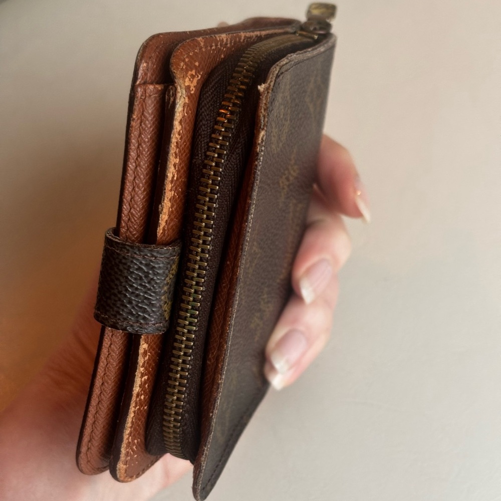 Vintage Louis Vuitton Brown Monogram Small Zip Wallet Authenic - Picture 8 of 9